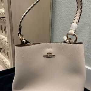 Coach Cream Leather Shoulder Bag with Gold Accents